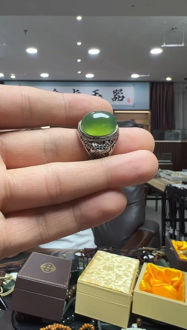 未镶嵌蛇纹石玉戒指喜622-多样性发货其中发一