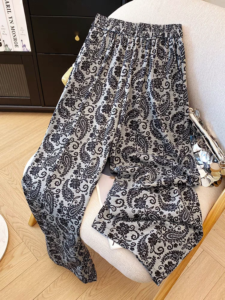 （女王范）2586薄款腰果花阔腿裤（建议身高1米58以上的姐姐拍）