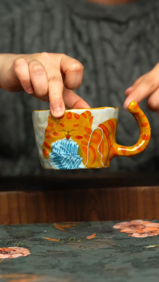 杯釉下彩手工手绘同款陶器