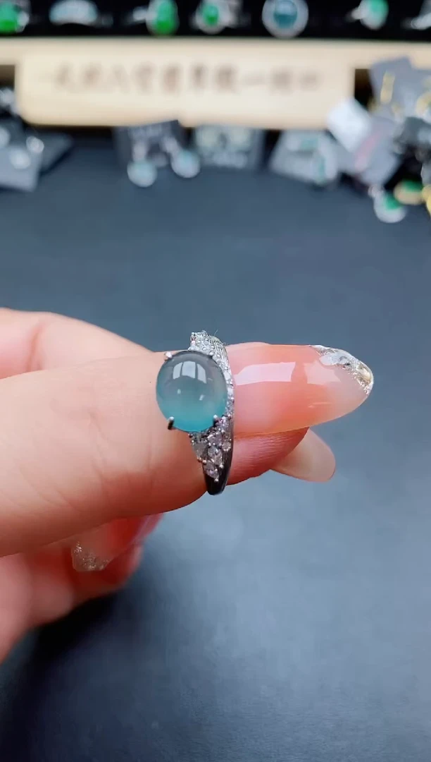 银S925镶嵌戒指翡翠1