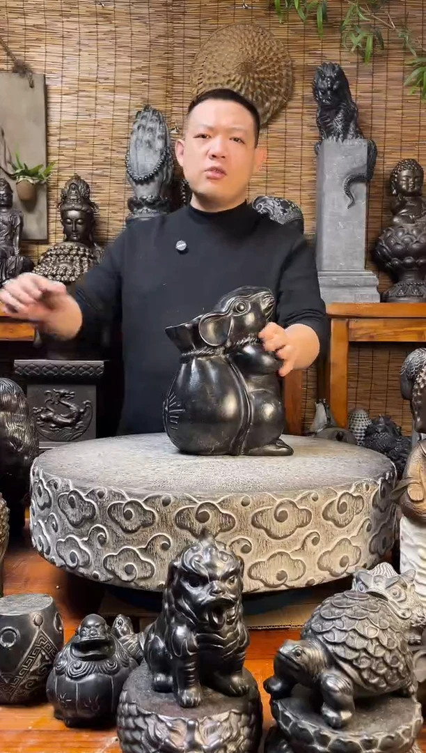 石材天然青石雕刻30鼠来宝