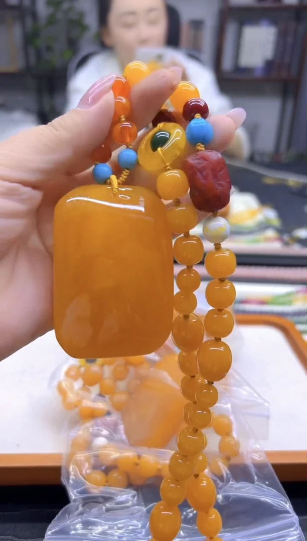 蜜蜡毛衣链未镶嵌DIY款M837