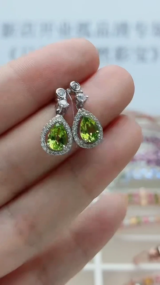 银S925镶嵌耳饰橄榄石357ZB1114产品一个（多样性）