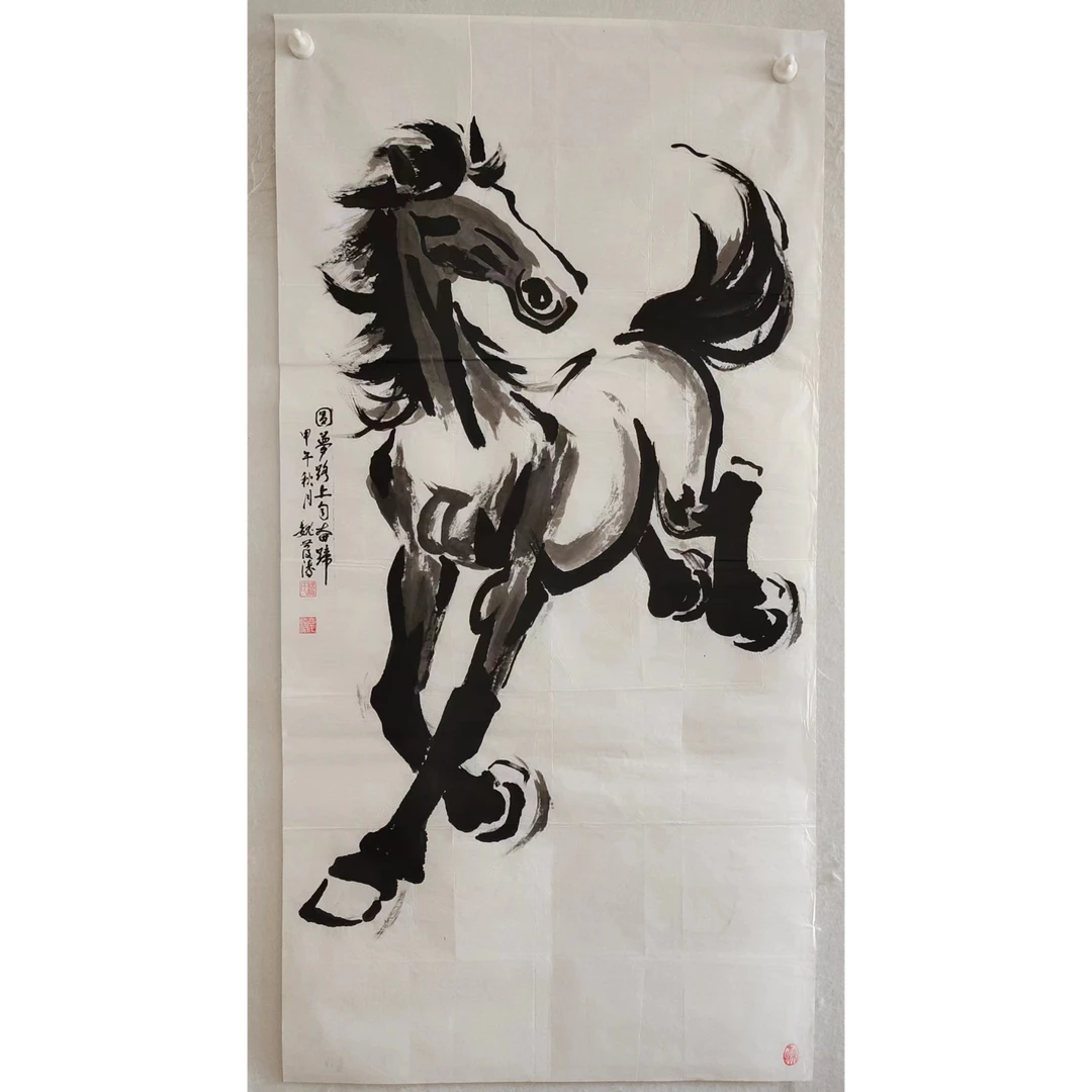 1908  纯手绘花鸟画《圆梦路上》中堂  尺寸 137×68