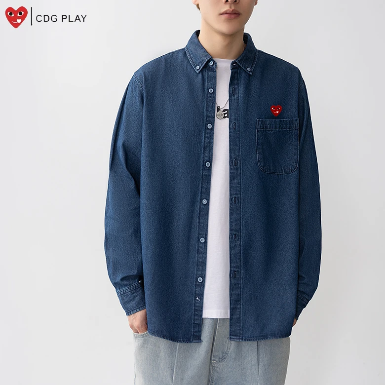 CDG PLAY潮流复古牛仔外套男2025秋冬新款百搭做旧长袖夹克