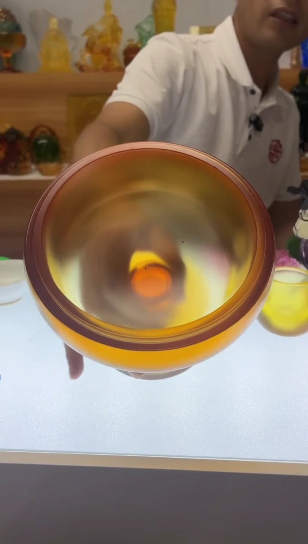 琉璃手工艺品建水杯琥珀色13*15