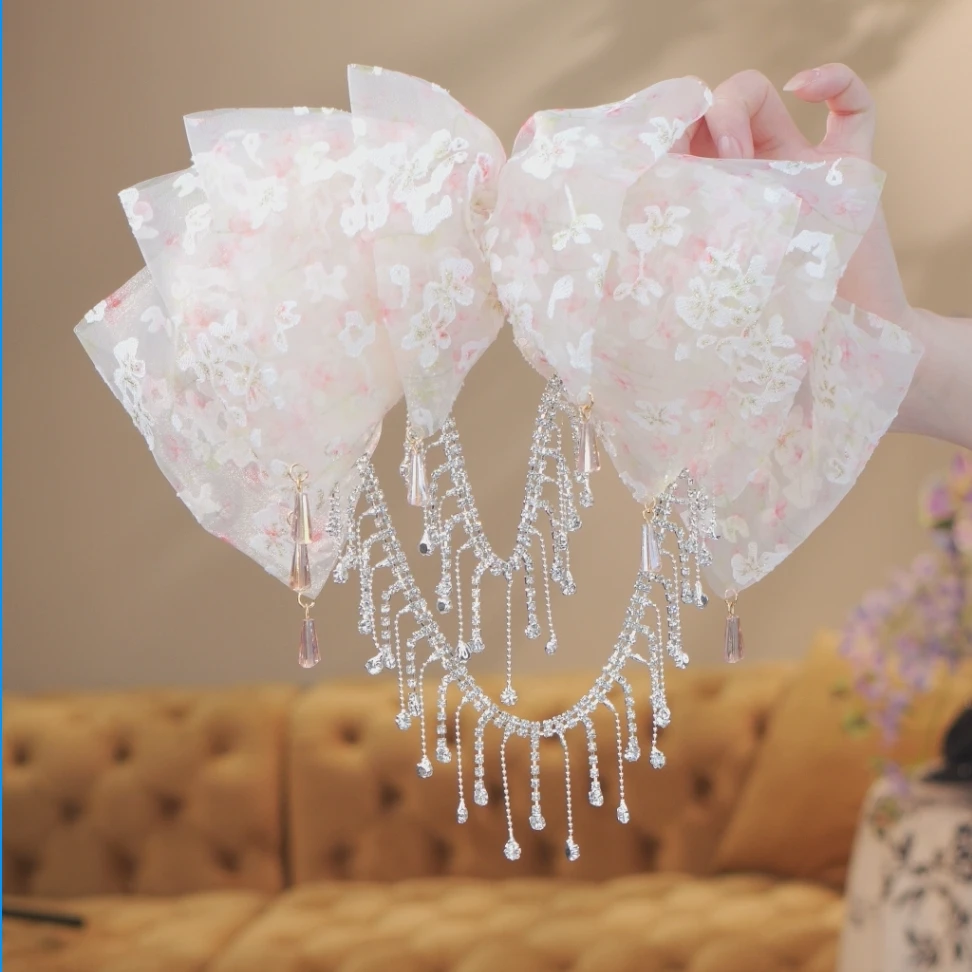 春季新款清新简约风云朵链条珠珠流苏款显气质云朵发夹2330