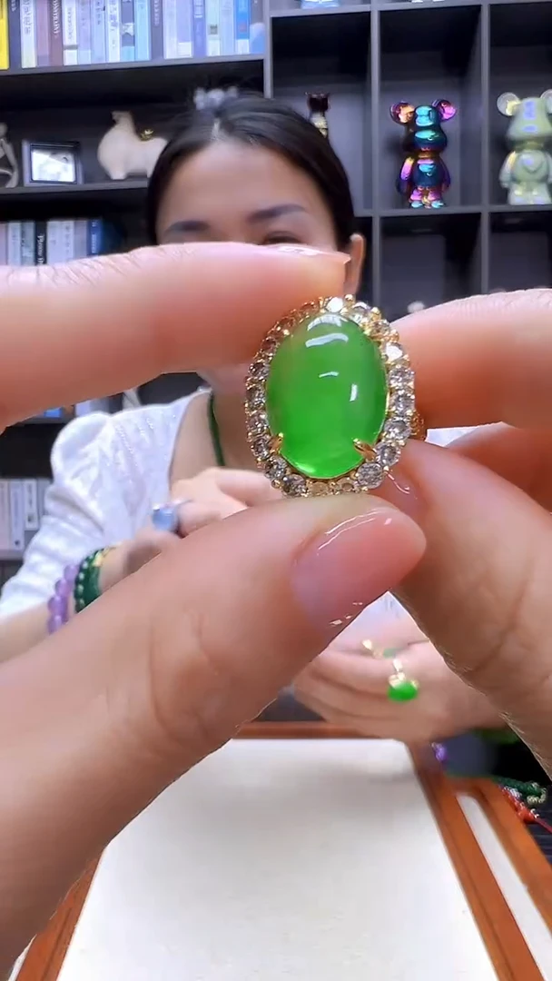 翡翠14K金镶嵌颈饰沉白diy劲饰