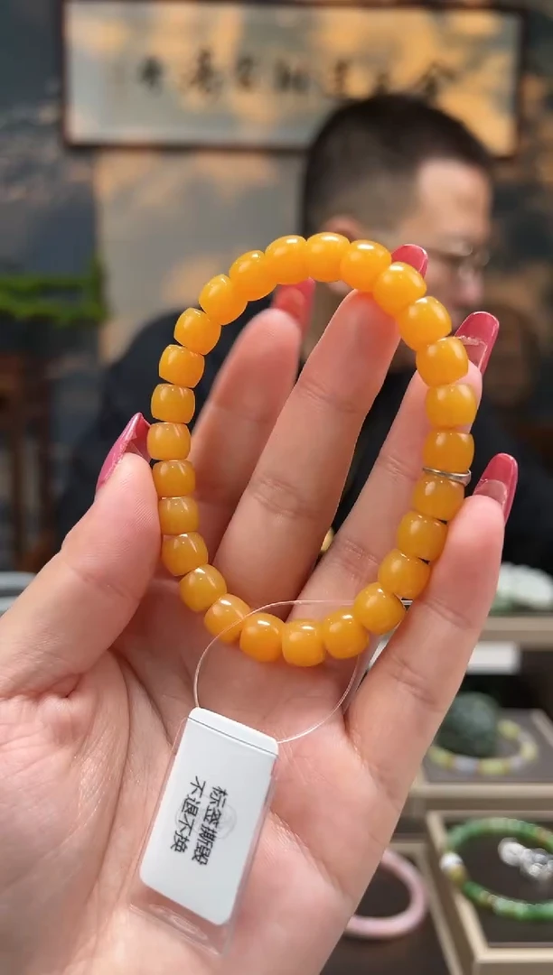 【闪购商品】石英质玉（缅黄）手串未镶嵌卡8.5mm