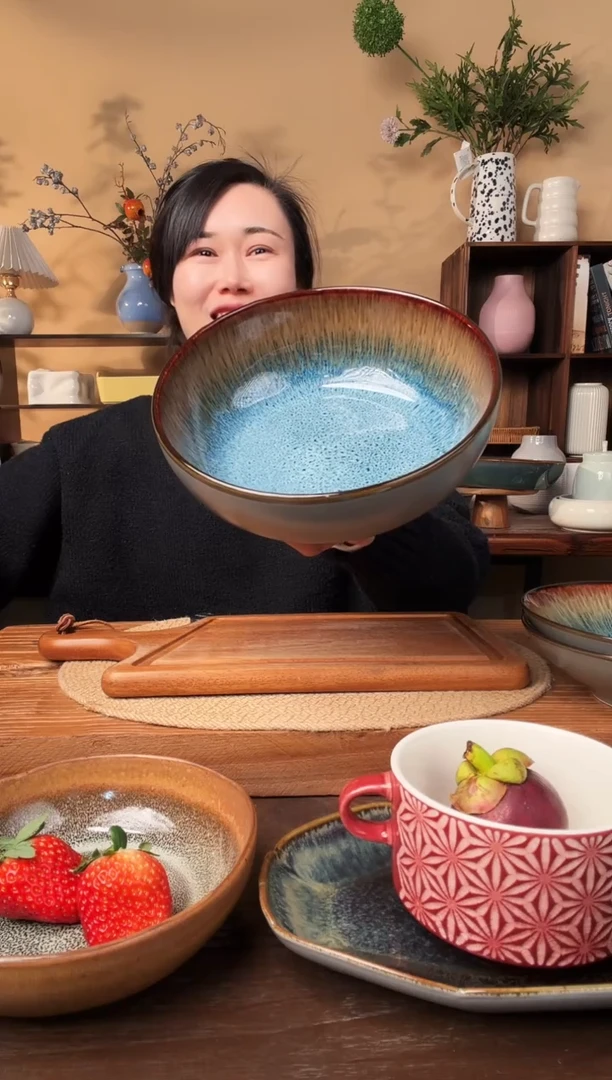 9英寸窑变渐变大汤碗微瑕