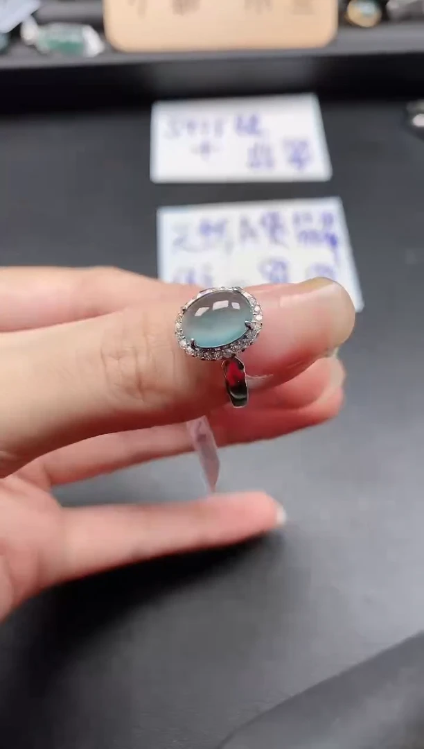 翡翠戒指银S925镶嵌51151