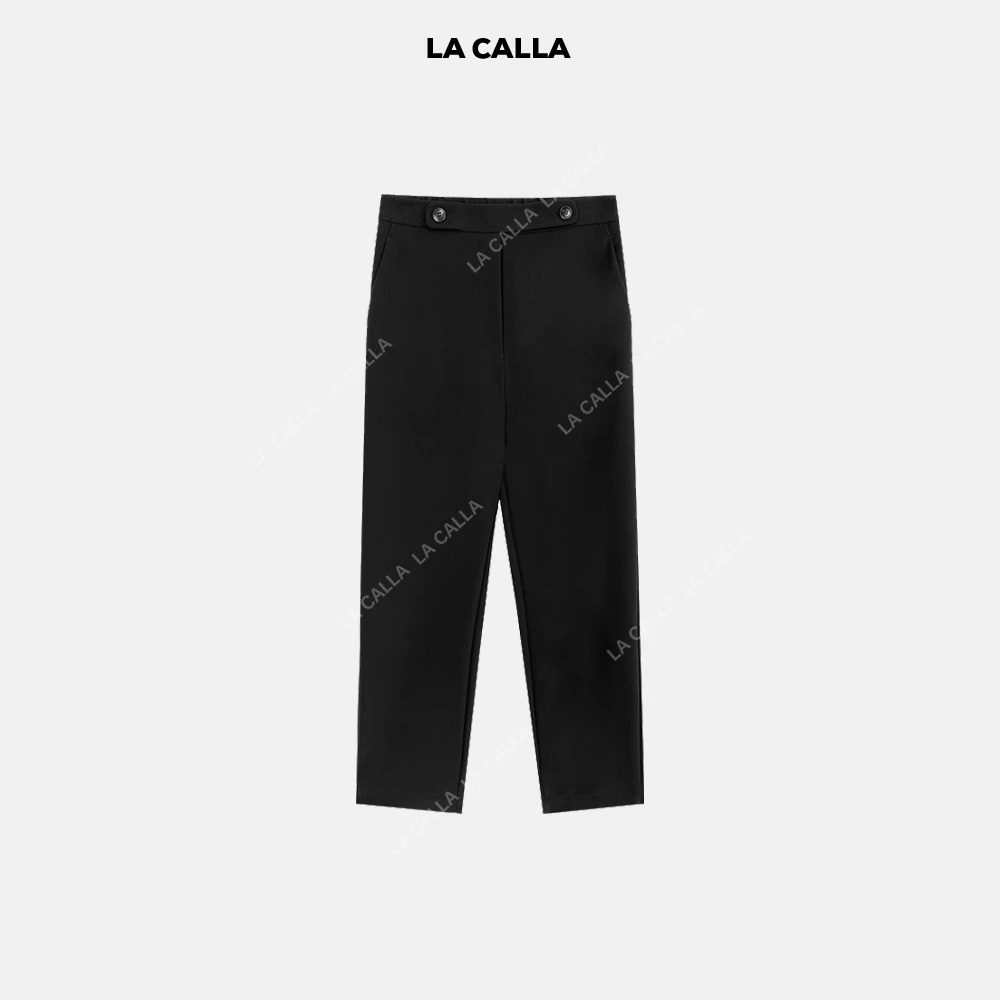 LA CALLA筷子腿黑色小众显瘦小直筒休闲裤XX004