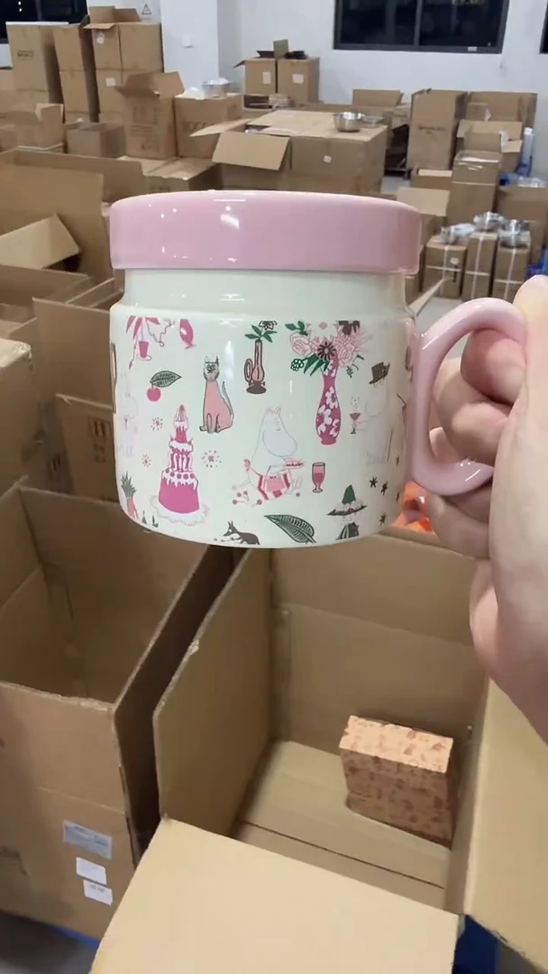 瓷片姆明粉色派对盖杯(含茶滤)