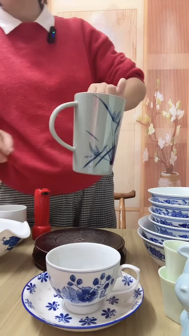 瓷手绘兰花陶泥可乐杯1个