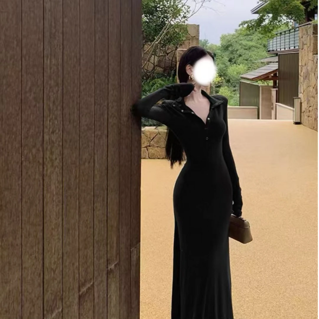 胖鹅张~法式温柔排按扣高领收腰绑带连衣裙#5388