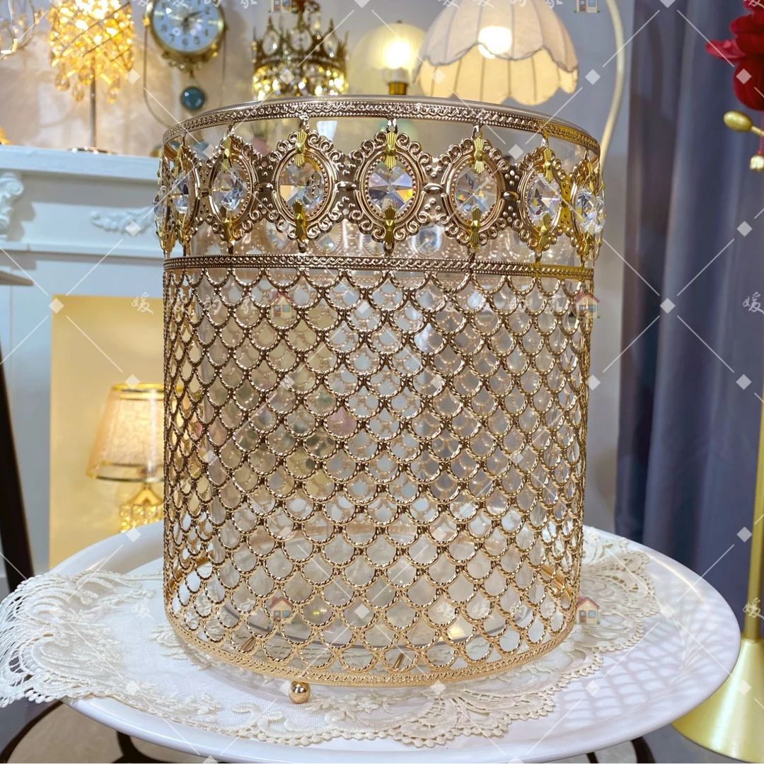 金属税金收纳桶家用新款简约大容量客厅卧室轻奢垃圾桶摆件