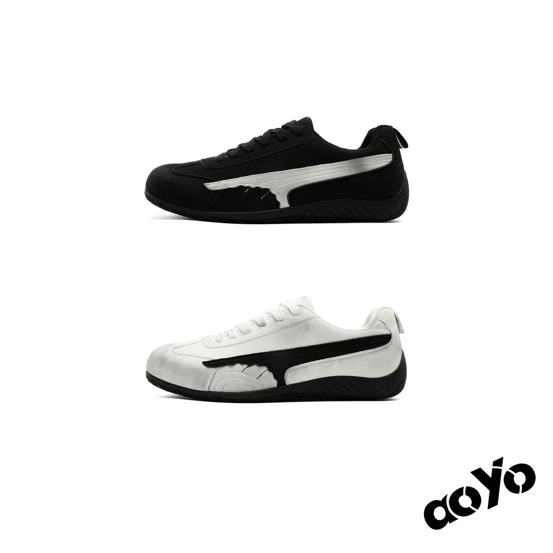aoyo25SS/赛车鞋男做旧复古德训鞋 平底休闲百搭潮流板鞋