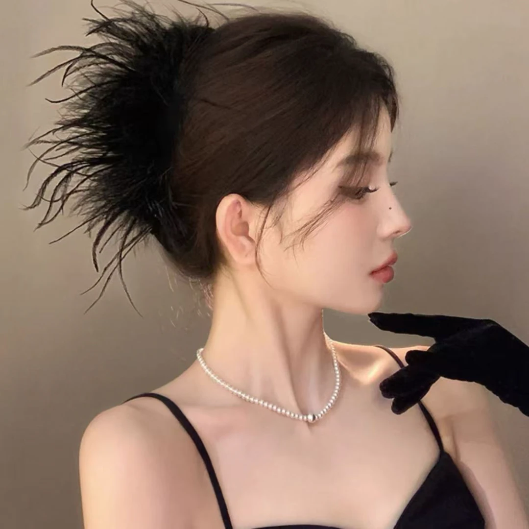 HiALOHA轻奢法式优雅超仙羽毛抓夹轻奢