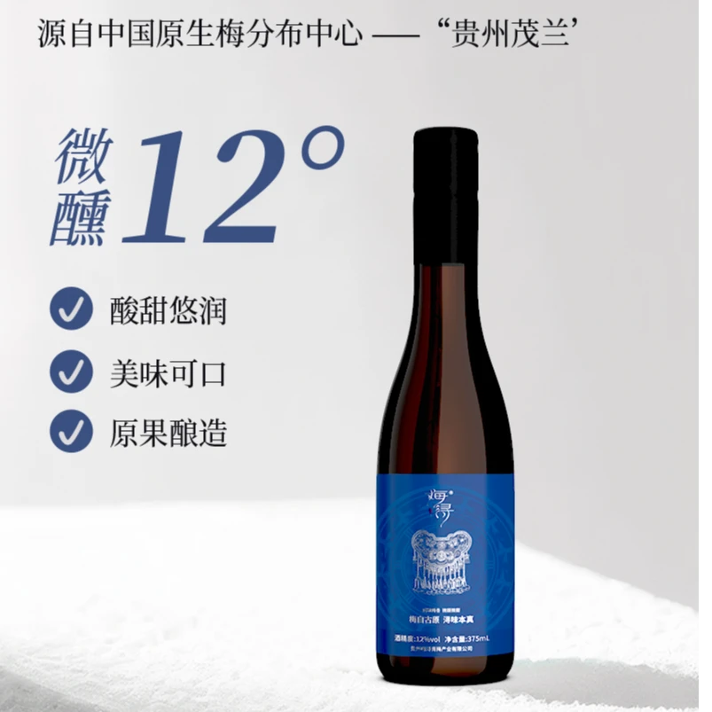 【梅浔】青梅酒375ml*2瓶礼盒装发酵低度甜酒酸甜节日送礼佳品