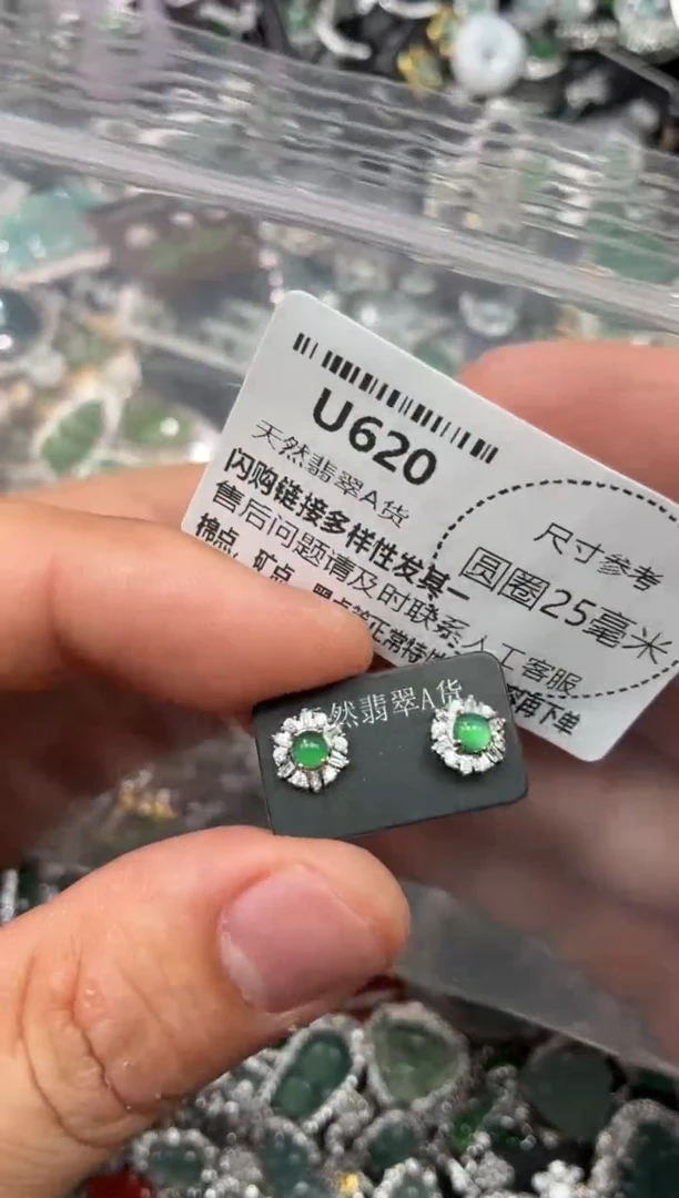 翡翠未镶嵌颈饰U620耳钉