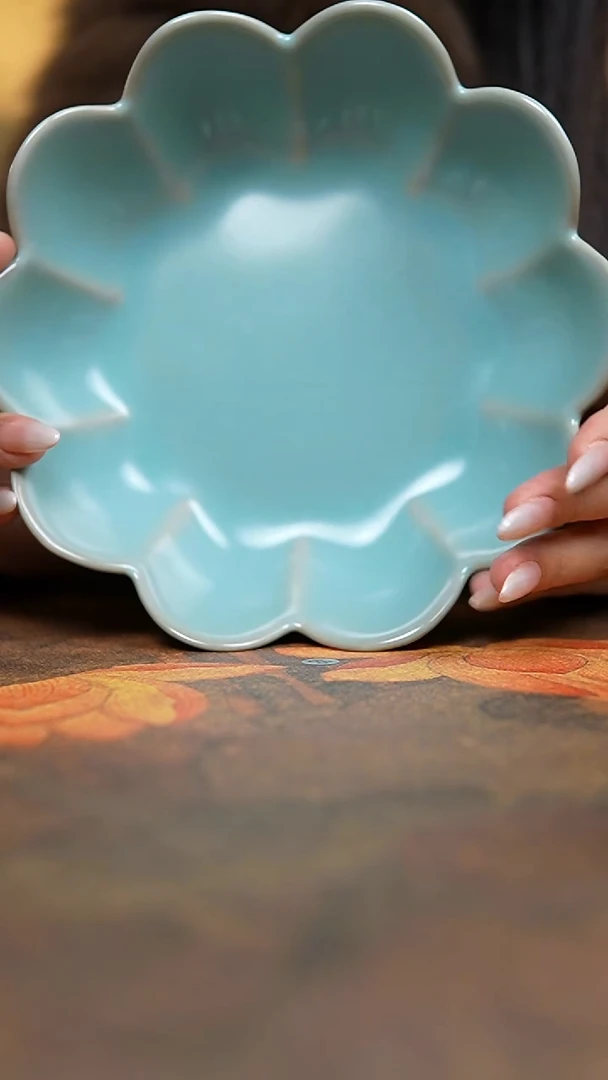 盘仿古天青莲花盘