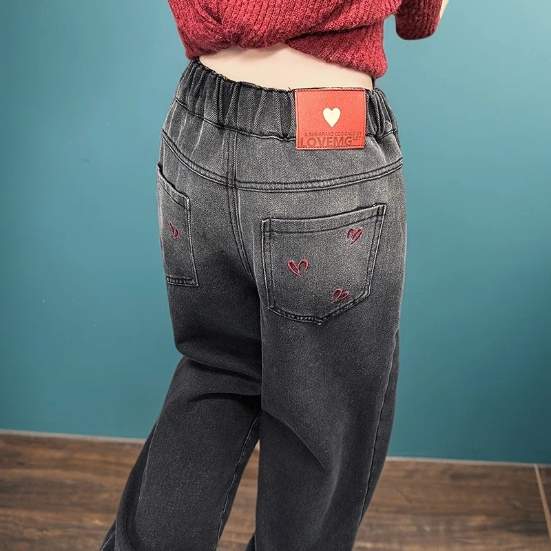 儿童秋装2025年新款大女童装宽松裤子春秋款水洗牛仔裤秋季直筒裤