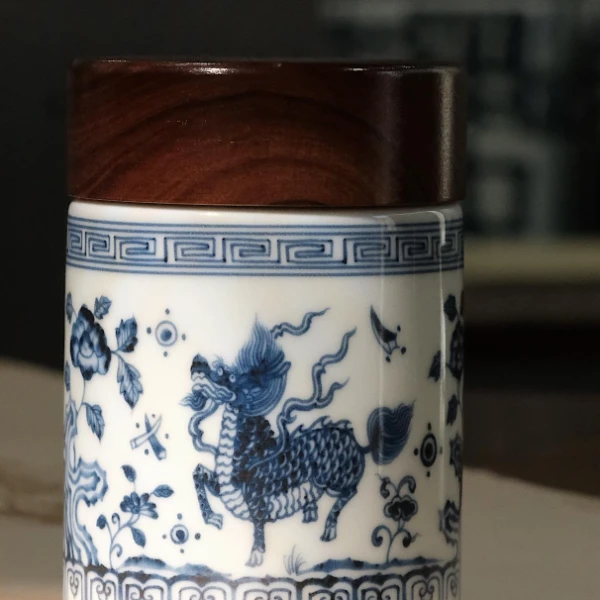 CYG1057[学茶严选]青花麒麟茶叶罐