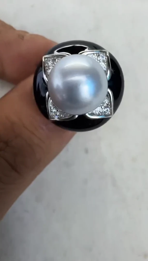 海水珍珠银S925镶嵌戒指戒指
