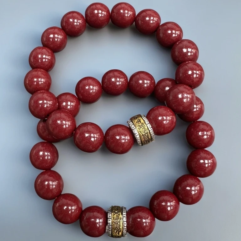 含辰砂工艺品A060卡12mm16颗含辰砂工艺朱砂手串男女佩戴本命年礼
