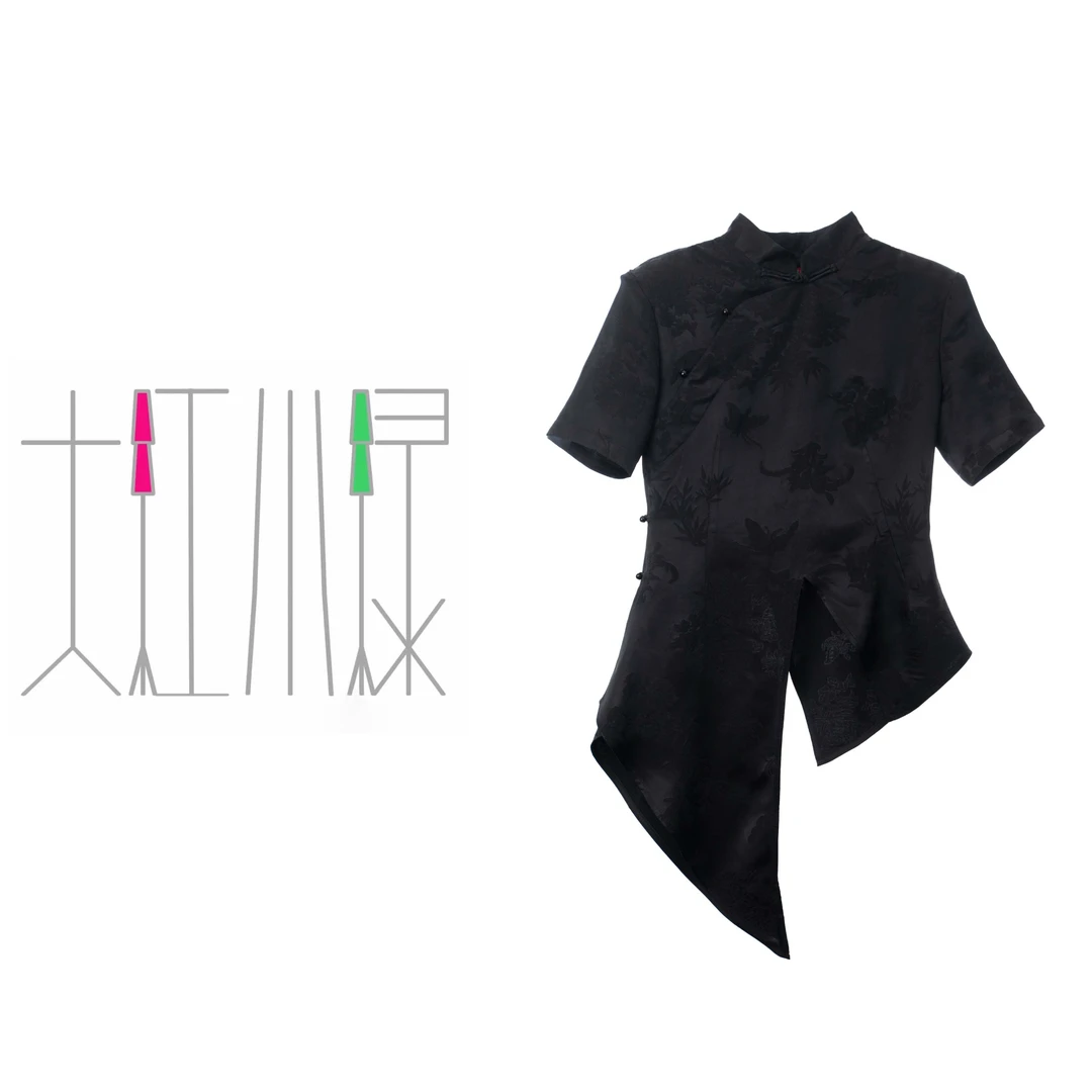 【红色-短袖+长袖丹凤上衣】