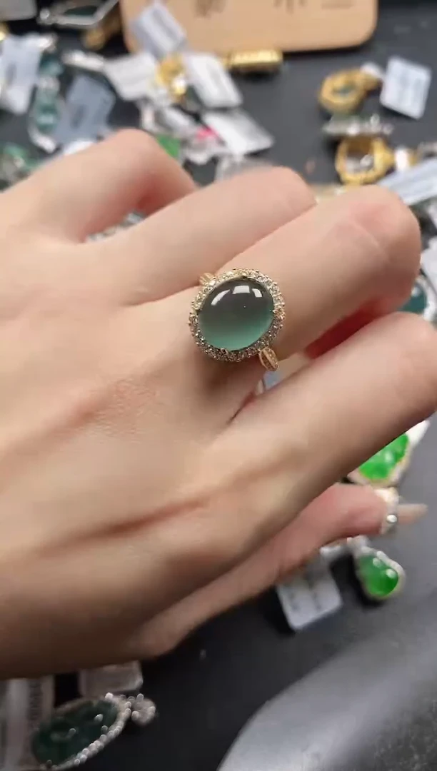 银S925镶嵌戒指翡翠51511
