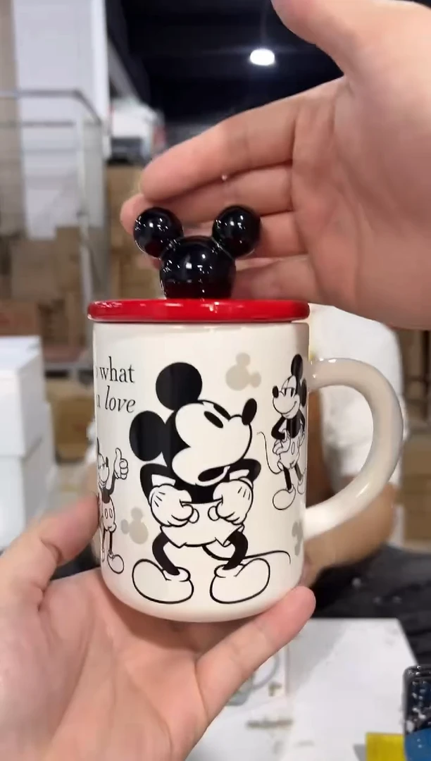 瓷片原盒米奇手稿带盖杯