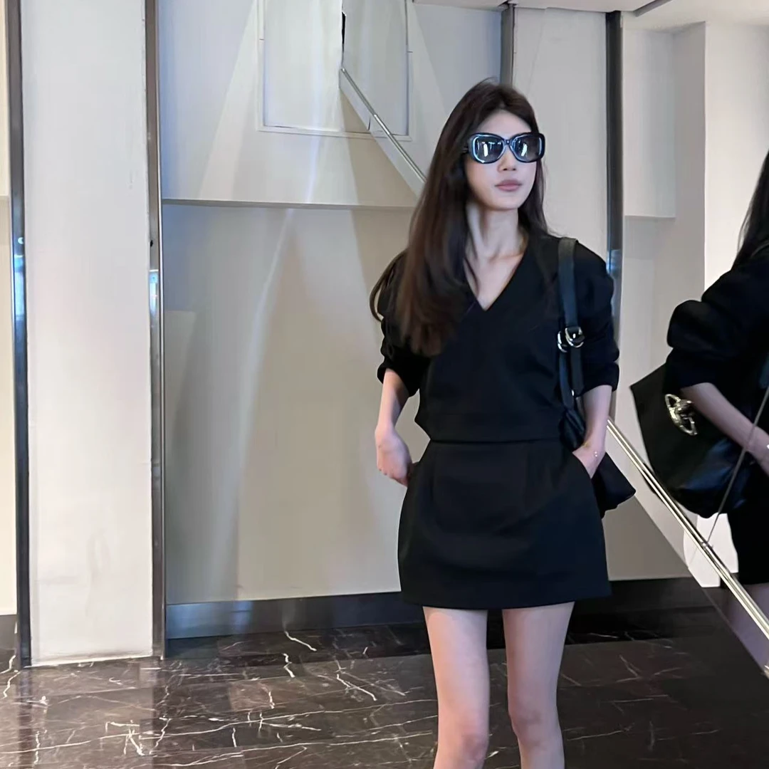 【孙钰颍】短裙长袖包臀时尚气质秋季洋气辣妹显瘦时尚套装