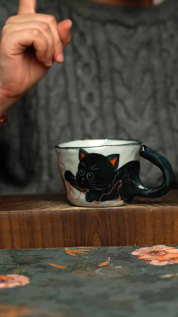 杯釉下彩手工手绘同款陶器