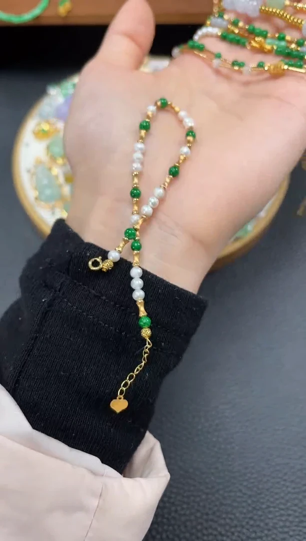 【闪购商品】翡翠套链18K金镶嵌多样性发货一个  JK243