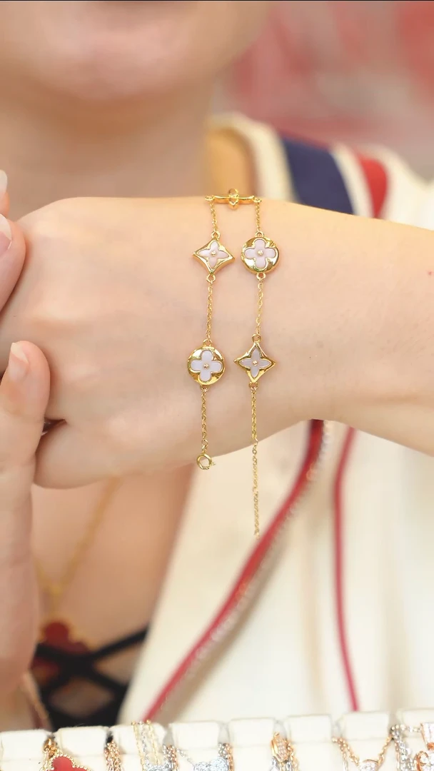 手链贝壳（贝母）18K金镶嵌老花