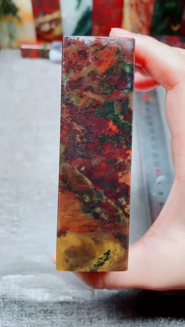 玉桂林鸡血玉素章3.0左右红4