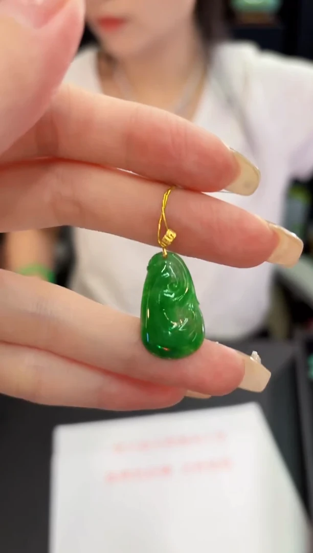 翡翠18K金镶嵌颈饰 缅料A货/支持复检/一件