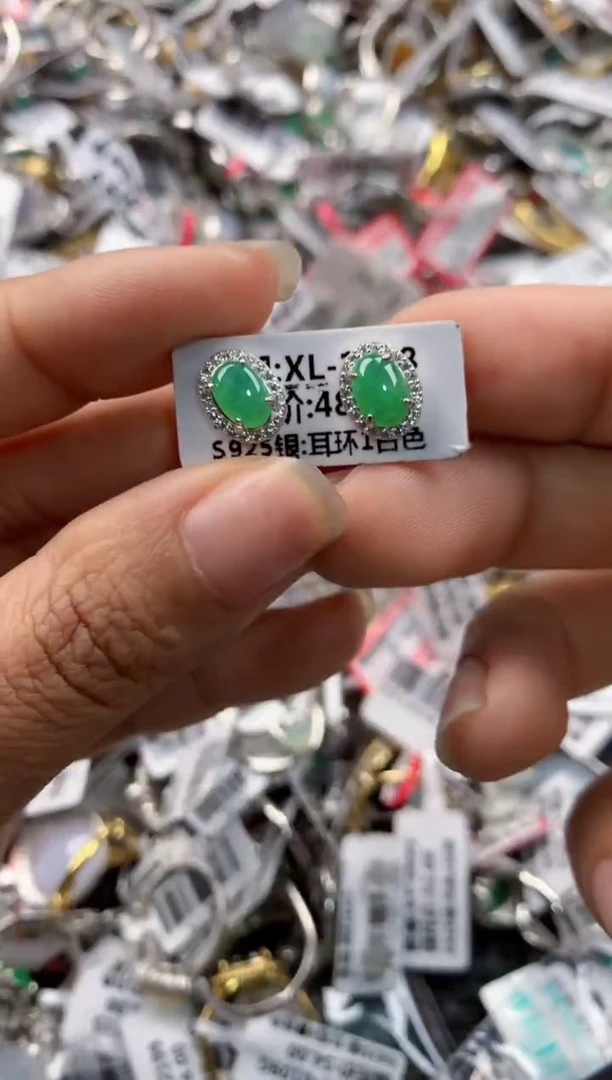 银S925镶嵌戒指翡翠101010----8