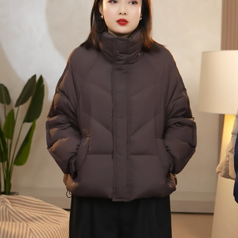 休闲短款加厚保暖白鸭绒羽绒服外套连帽女宽松百搭潮流洋气减龄