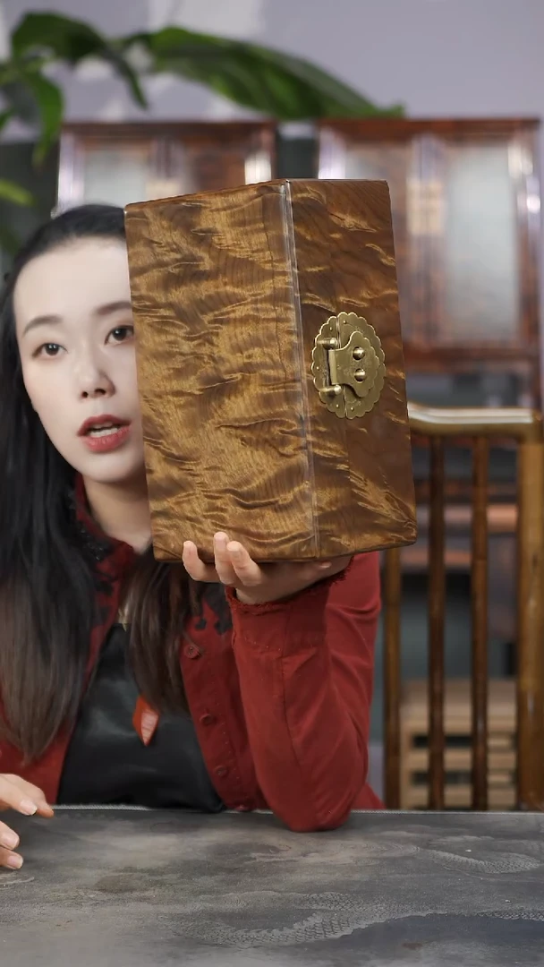 金丝楠黄料云彩水波精工一木一器收纳盒366