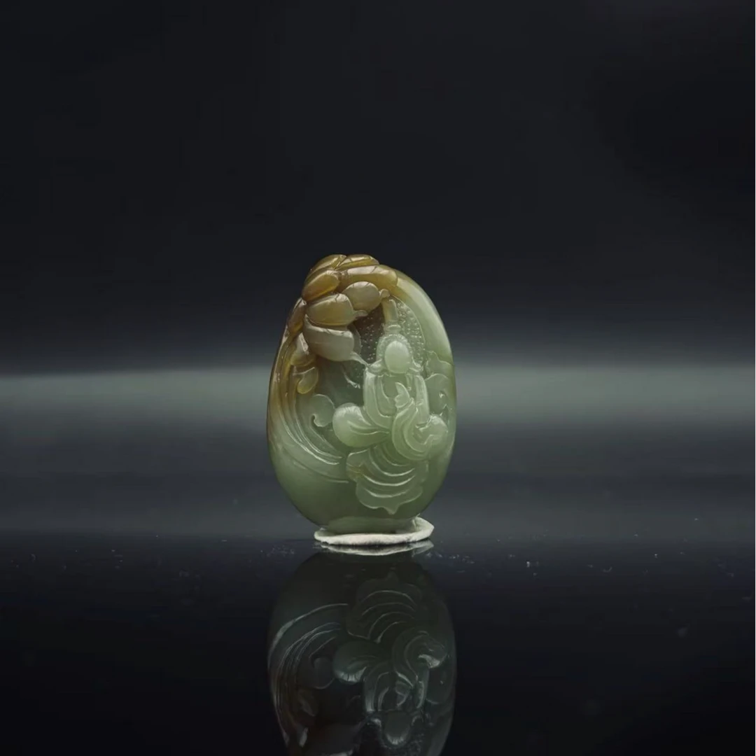 和田玉且末糖白悟道吊坠2666