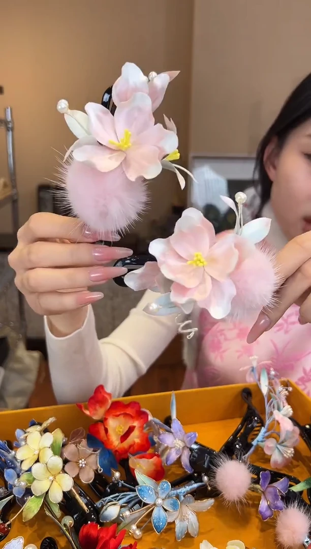 刺绣 非遗绒花（发饰）