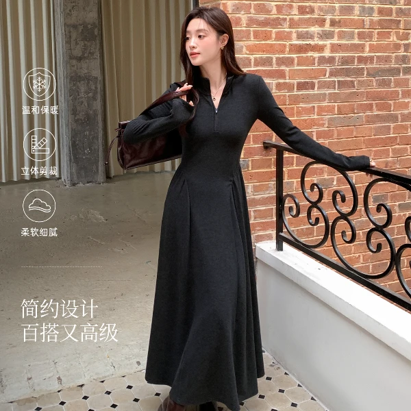 代大喜【苏黎少女】设计感长款连衣裙女2025秋季新款收腰显瘦长裙子