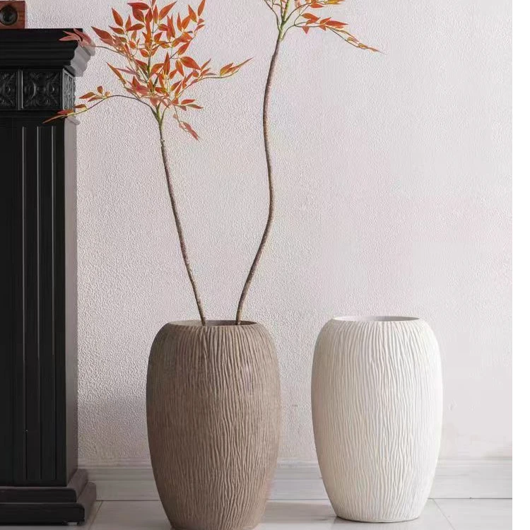 简约轻奢镁泥花盆客厅卧室盆栽落地款绿植花器适合蓝花楹孔雀木