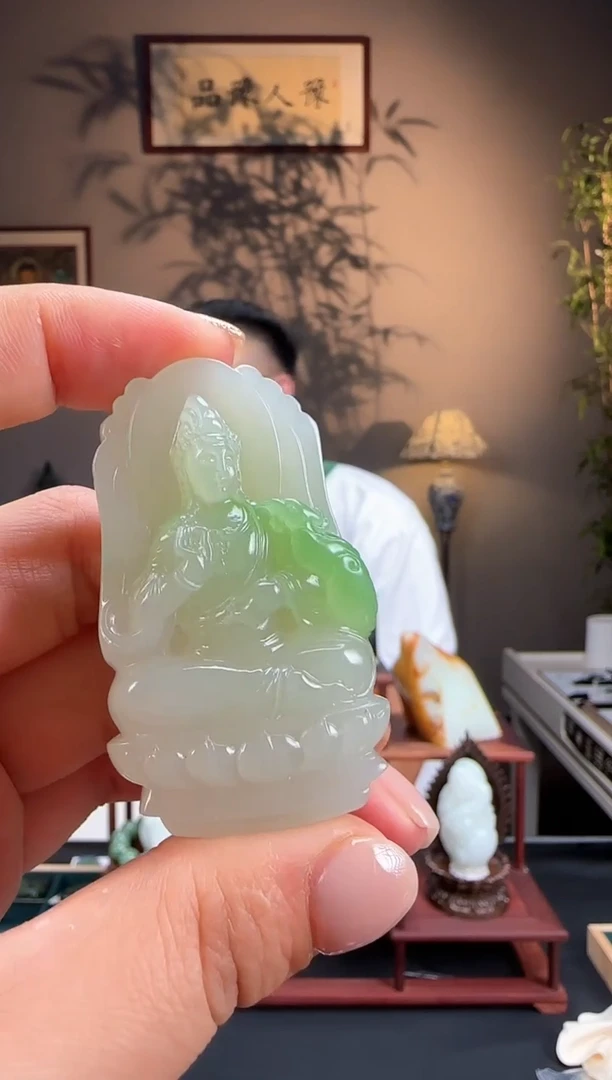 和田玉未镶嵌挂件和田玉翠青