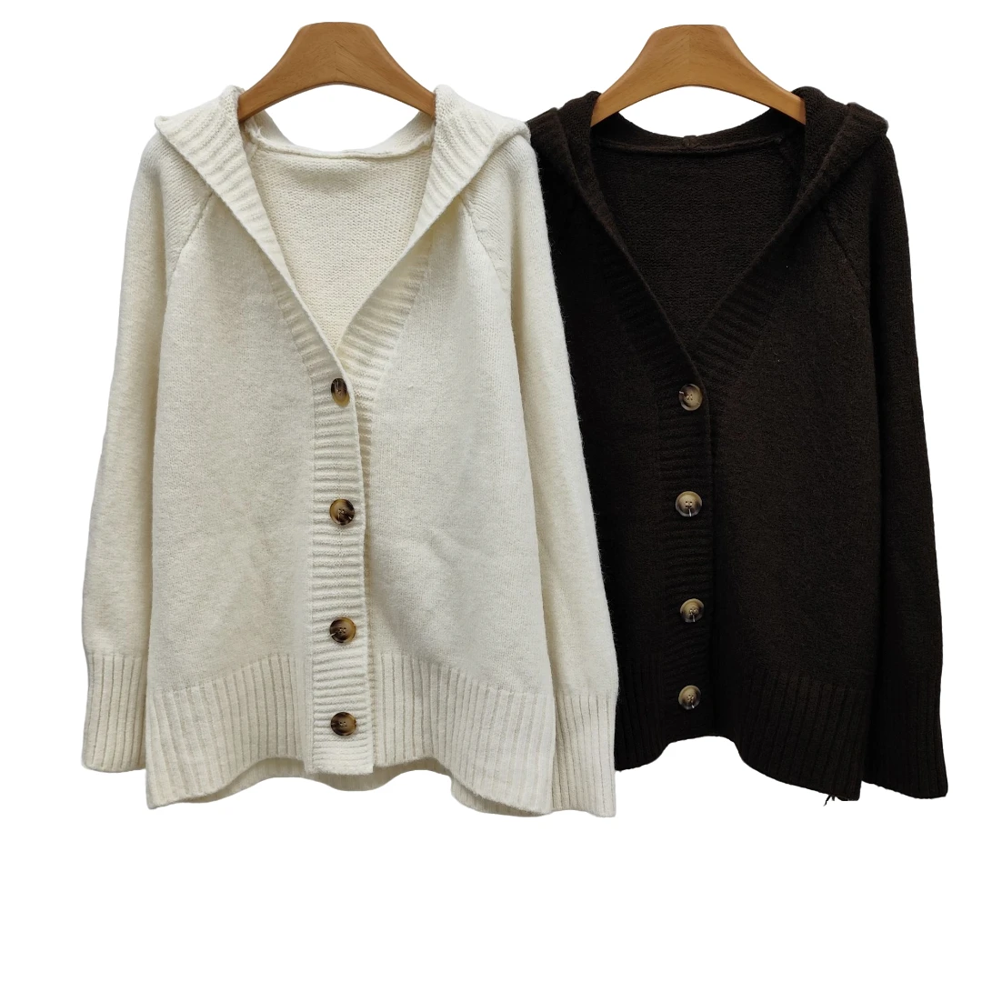 YITONG/倚桐2025冬季时尚休闲慵懒风开衫连帽针织外套（W5B23705）