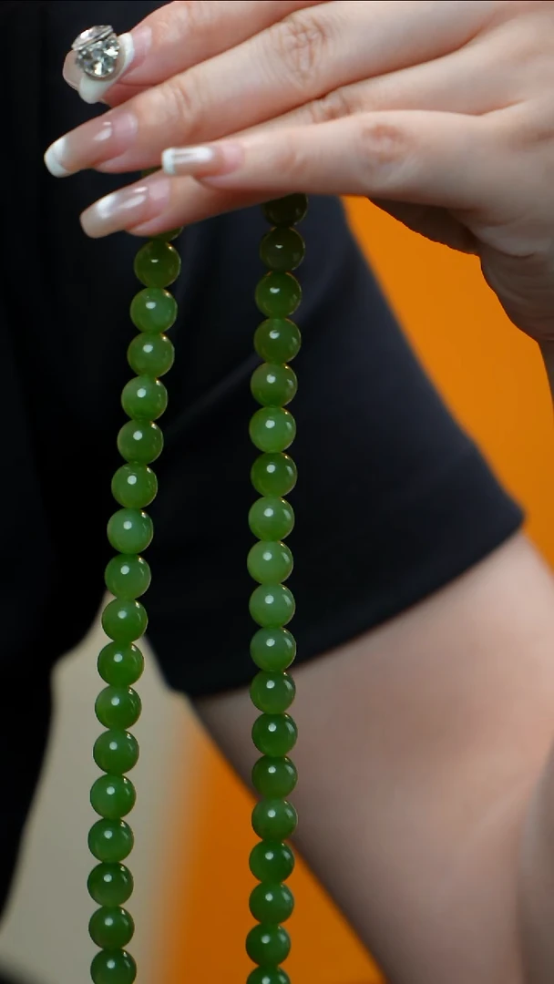 和田玉（碧玉）未镶嵌项链碧玉项链9-10mm 多样性发其一