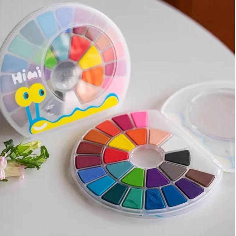 米娅24色38色小蜗牛固体粉饼儿童水彩幼儿园学生便携