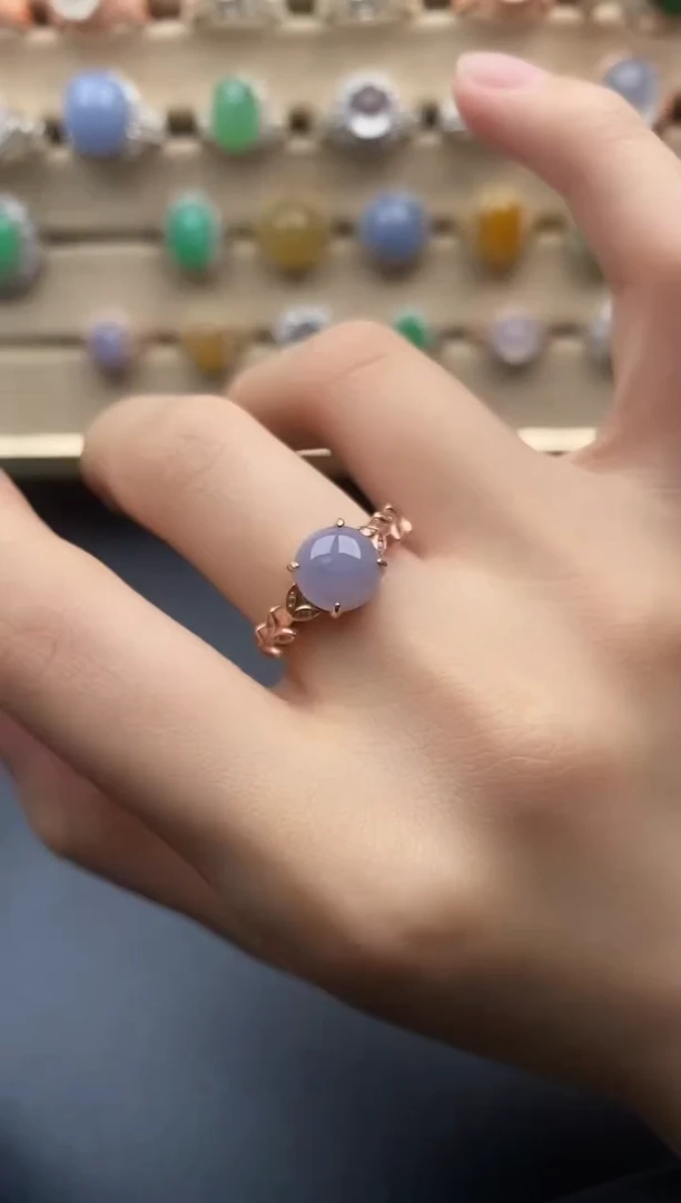 银S925镶嵌戒指翡翠一物一证一礼盒